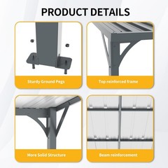 8×10 FT Outdoor Metal Pergola Wall-mounted Gazebo Waterproof for Patio,Garden