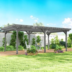 Outsunny Wooden Pergola Outdoor Gazebo with Stable Structure, Gray