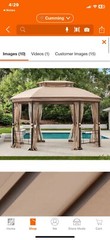 Hampton Bay Seagrove 12 ft. x 10 ft. Octagonal Steel Frame Gazebo with Tan