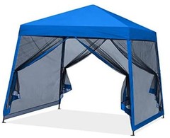 Pop Up Gazebo Canopy with Mosquito Netting () 10×10 Blue
