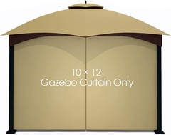 Gazebo Privacy Curtain with Zipper Side Wall Universal Fit for 10&prime; x 12&prime; Khaki