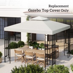 10&prime; Square 2-Tier Gazebo Canopy Top Replacement, Cream White
