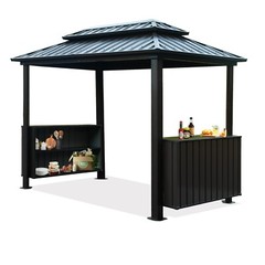 SHPAI 6&rsquo;×10&prime; Outdoor Hardtop Metal Grill Gazebo w/ Double Roof for Patio,Grey