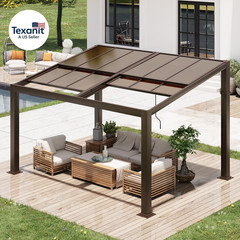 Gazebo 10’X13‘ with Adjustable Polycarbonate Roofs, All Aluminum Frame Permanent