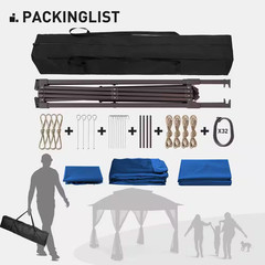 11 Ft. X 11 Ft. Dark Blue Steel Portable Pop-Up Gazebo with Mosquito Netting