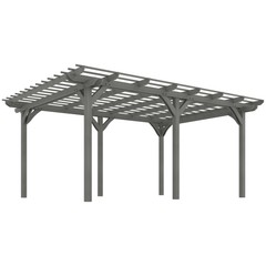 12&prime; x 16&prime; Wooden Pergola Outdoor Gazebo with Stable Structure, Gray