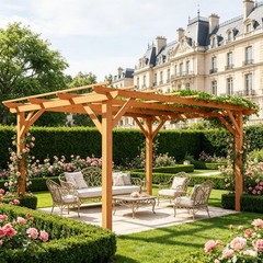 Dark Brown Fir Wood Pergola 118.1&Prime; L x 157.5&Prime; W x 86.6&Prime; H