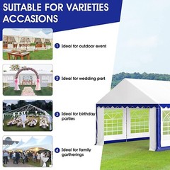 16&rsquo;x20&prime; Outdoor Party Tent Heavy Duty Wedding Event Gazebo Canopy w/8 Removable
