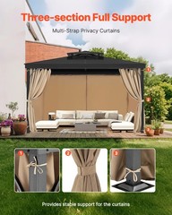 Gazebo Privacy Curtain 10&prime; x 10&prime; x 6.7&prime; Waterproof Gazebo Curtains Khaki