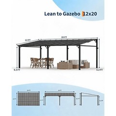 NEW🔥12x20ft Hardtop Sloping Pitched Roof Gazebo Pergola, Patio Covers For Patio