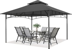 Outdoor Garden Gazebo for Patios with Stable Steel Frame(10X12, Dark Gray)