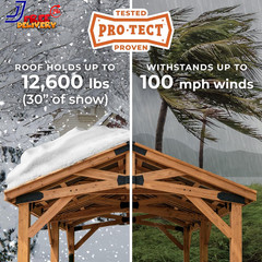 Norwood 20 Ft. X 12 Ft. All Cedar Wooden Carport Pavilion Gazebo with Hard Top S