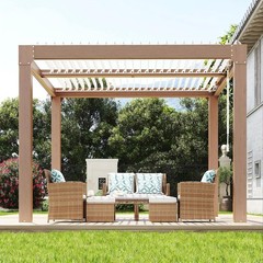 10x10ft Aluminum Louvered Pergola Adjustable Roof Drainage Hardtop Outdoor Patio