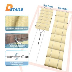 TANG 3&prime; x 16&prime; Pergola Cover Shade Canopy, Retractable 0 3&rsquo;W X 16&rsquo;L, Beige