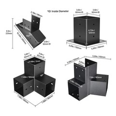 4×4 Inch Pergola Bracket Kit Inner 3.5×3.5 3- and 4-Way Brackets for Gazebo