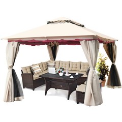 13&rsquo;x10&rsquo;Outdoor Canopy Gazebo Art Steel Frame Party Patio Canopy Gazebo W/Netting