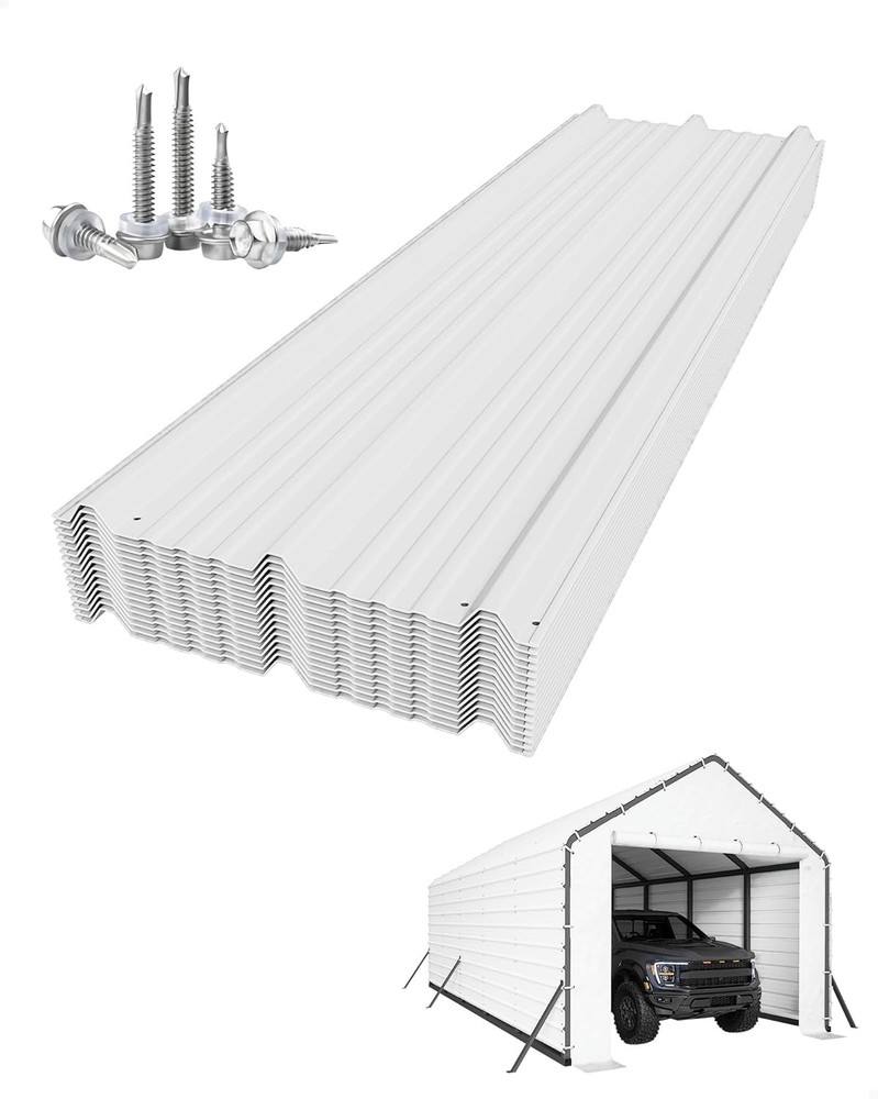 16PCS Metal Carport Kit Roofing Panels for Metal Carport 13x26ft 13x21ft 13x16ft