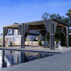 12 x 20 ft Aluminum Outdoor Louvered Pergola With Water-tight Adjustable Roof