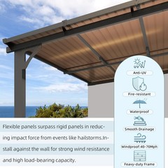 Adjustable-Height Outdoor Patio Gazebo, Large Wall-Mounted Metal Pergolas