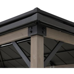 Durable Cedar Framed Wood Gazebo with Built-In Electrical Outlets, Black