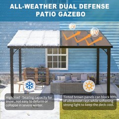 12&rsquo;x10&prime; Outdoor Hardtop Gazebo Patio Pergola with Tinted Polycarbonate Roof