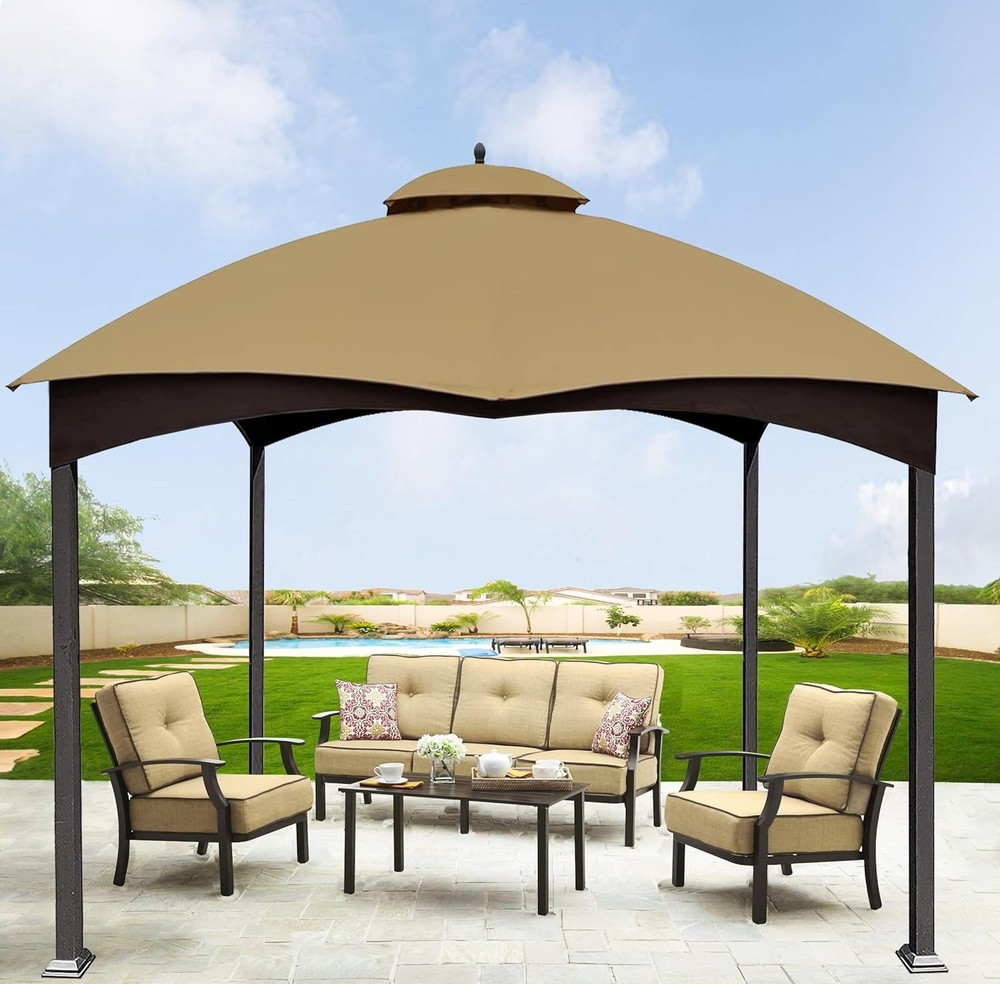 Beige Gazebo Replacement Canopy Top 10×12 Outdoor Waterproof UV Resistant
