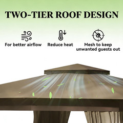 Wooden Gazebo With Double-tier UPF30+ polyester roof And Ceiling hook Gazebo