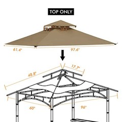 Tanxianzhe Grill Gazebo Replacement Canopy Top Cover 5×8 Double Tiered Khaki
