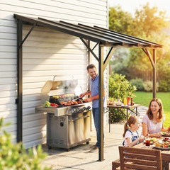 8&prime; x 5&prime; Grill Gazebo Lean-to Pergola with Polycarbonate Roof