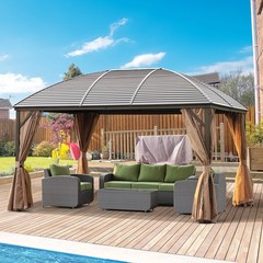 10×13&prime; Open-Side Gazebo with Storm Curtains, Durable Powder-Coated Legs