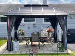 10&prime; x 12&prime; Hardtop Gazebo Outdoor Aluminum Arc Gazebo for Patios Double Roof