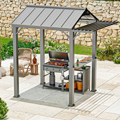 6&prime; x 8&prime; Outdoor Grill Gazebo Galvanized Steel Roof Extended Eave with UV Block