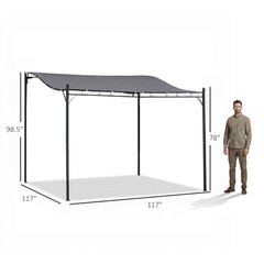 10&prime; x 10&prime; Steel Outdoor Pergola Gazebo Patio Canopy Backyard Pool Deck Garden