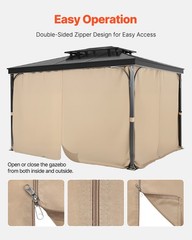 Gazebo Privacy Curtain 10&prime; x 10&prime; x 6.7&prime; Waterproof Gazebo Curtains Khaki