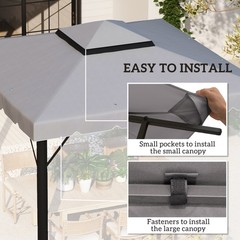10&prime; x 10&prime; Double Roof Gazebo Replacement Canopy Top Cover, Gray