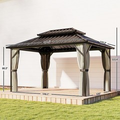 10&prime; x 14&prime; Hardtop Gazebo with UPF50+ Double Galvanized Steel Roof