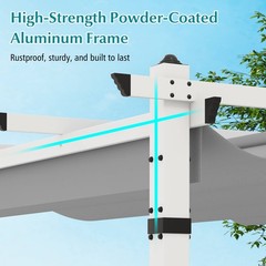12’ x 10’ Outdoor Pergola w/ Retractable Canopy Aluminum Frame Anchors Patio