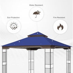 Replacement Gazebo Canopy, 10 x 12 FT Durable Outdoor Roof Cover – Fits Blue