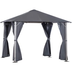 10&rsquo;x10&prime; Outdoor Patio Soft Top Canopy Gazebo Tent w/ Side Curtains, Dark Grey