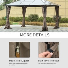 10&prime; x 12&prime; Gazebo Sidewall Set with Panels, Hooks & C-Rings, Dark Brown