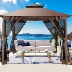 10x10FT Patio Gazebo with Mosquito Netting Outdoor Heavy Duty Party Canopy Tent