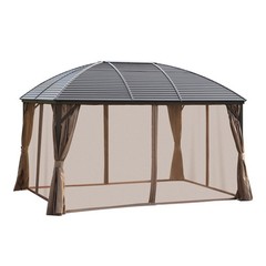 10×13&prime; Open-Side Gazebo with Storm Curtains, Durable Powder-Coated Legs