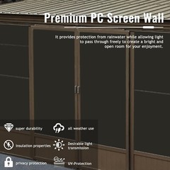 Domi 12&rsquo;x14&prime; Sunroom,Wall Mounted Gazebo Solarium w/Moveable screen& liding Door