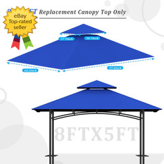 Grill Gazebo Replacement Canopy Top – 5&rsquo;X8&prime; Outdoor BBQ Tent Roof Cover Double