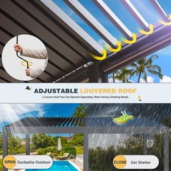 20×10/12 FT Louvered Pergola Aluminum Outdoor Gazebo Adjustable Roof Screens