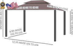 10&prime; X 13&prime; Patio Gazebo with Netting and Curtains Coffee