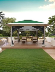 12&prime; x 12&prime; Outdoor Gazebo Heavy Duty Double Roof Patio Gazebo w/ Netting Curtain