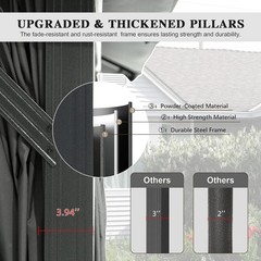 10&rsquo;x13&prime; Gazebo for Deck, Thick Posts & Ventilated Roof, Netting, Privacy