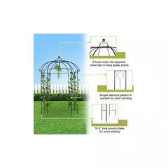 207 X 207 X 270 Cm Courtyard Wrought Iron Gazebo Iron Arch Arbor Black