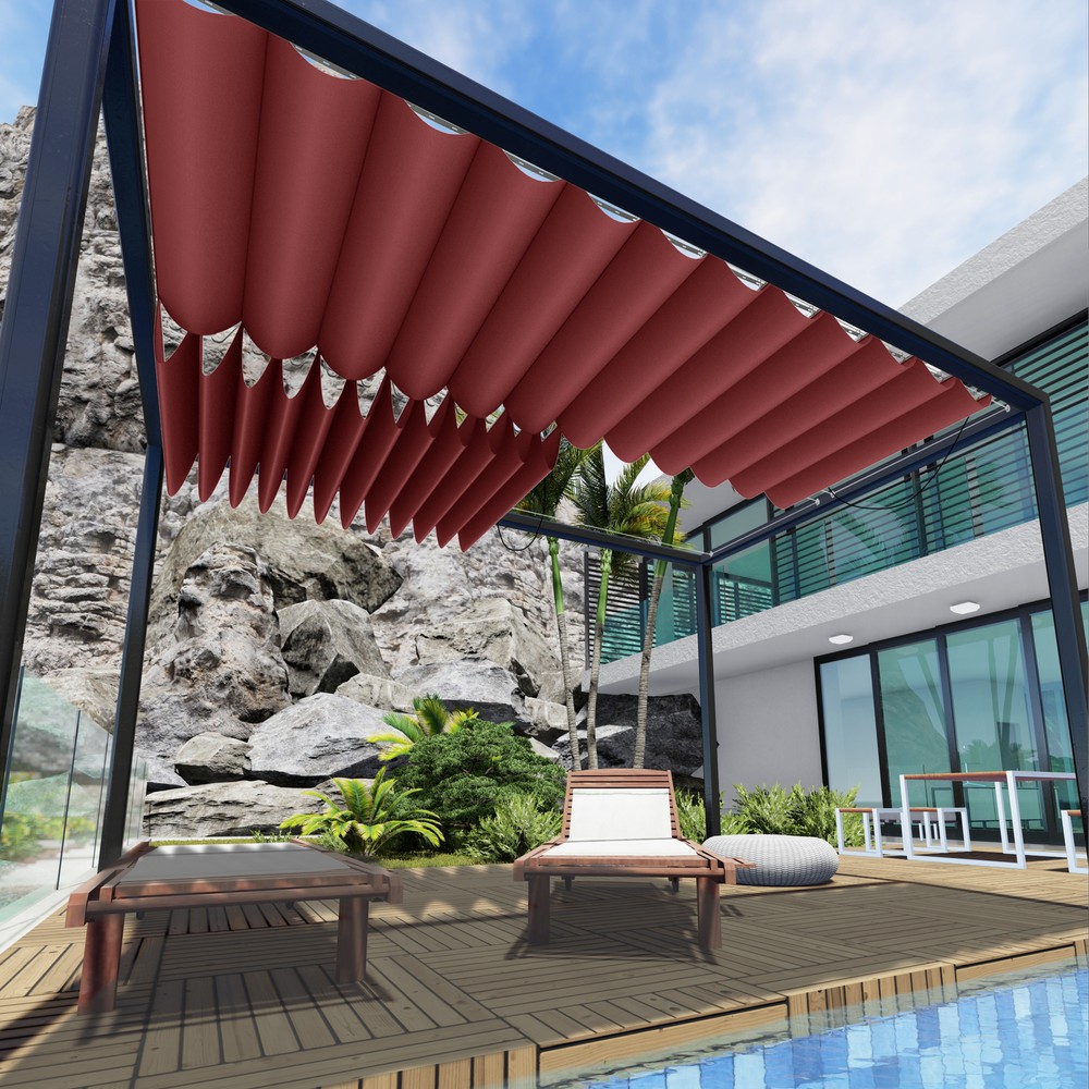 Waterproof Retractable Pergola Replacement Shade Cover Wave Sail Awning for Yard
